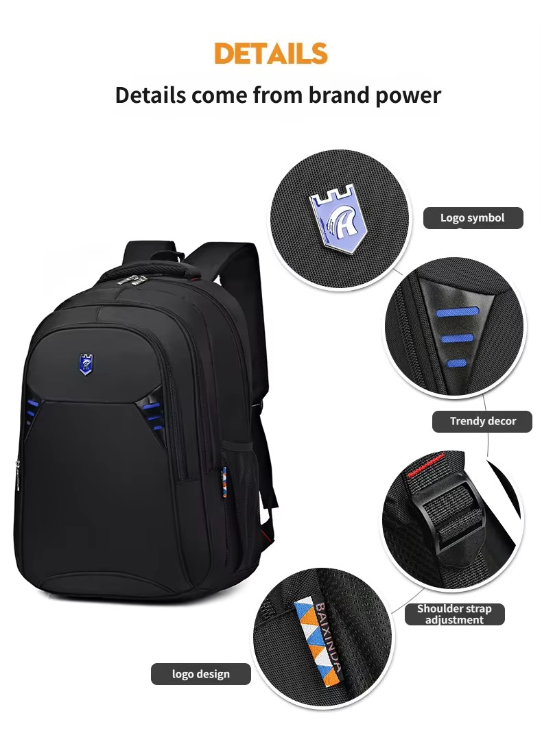 badge, accent trim, strap buckle and side label details