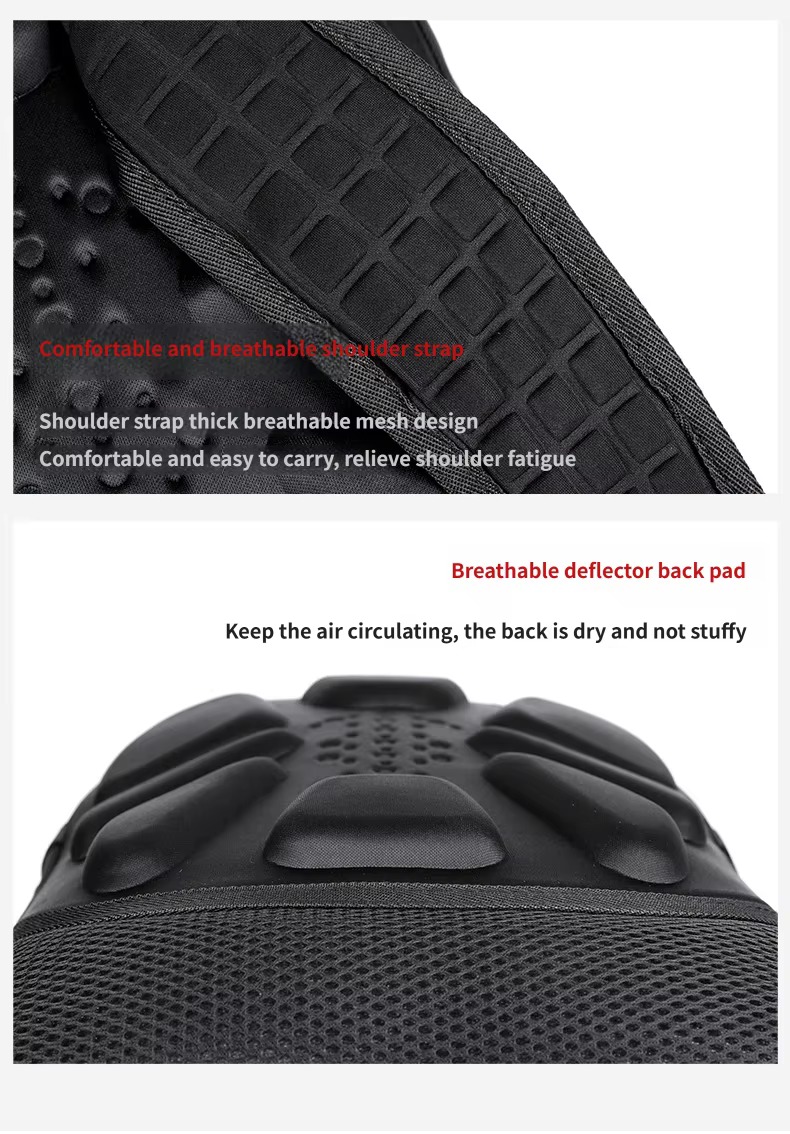 breathable shoulder strap mesh and molded back pad
