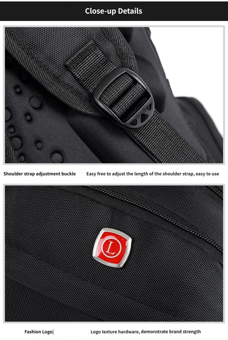 strap adjustment buckle and badge close-ups