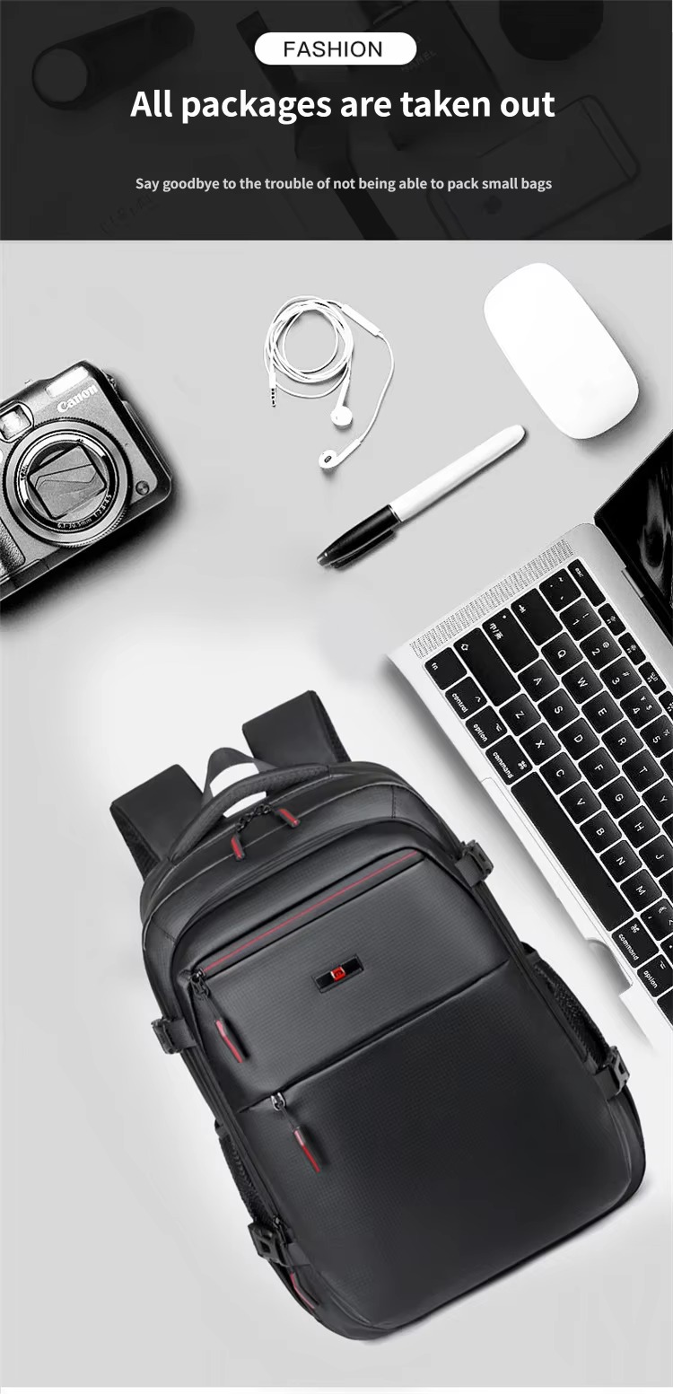 backpack with laptop, camera and accessories