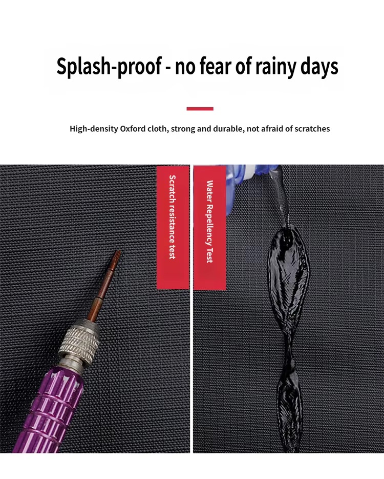 scratch and water repellency tests on Oxford