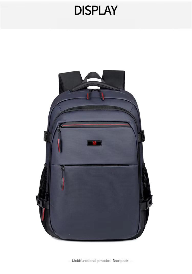 blue backpack front display