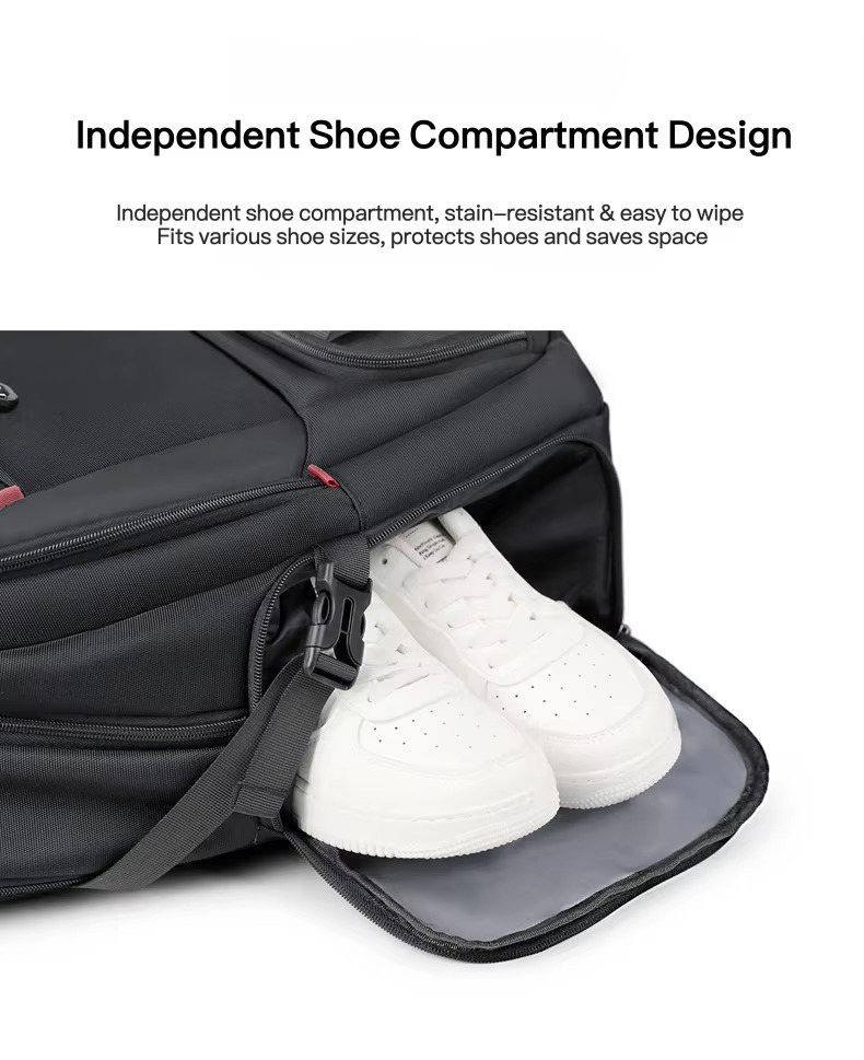 independent shoe compartment holding sneakers