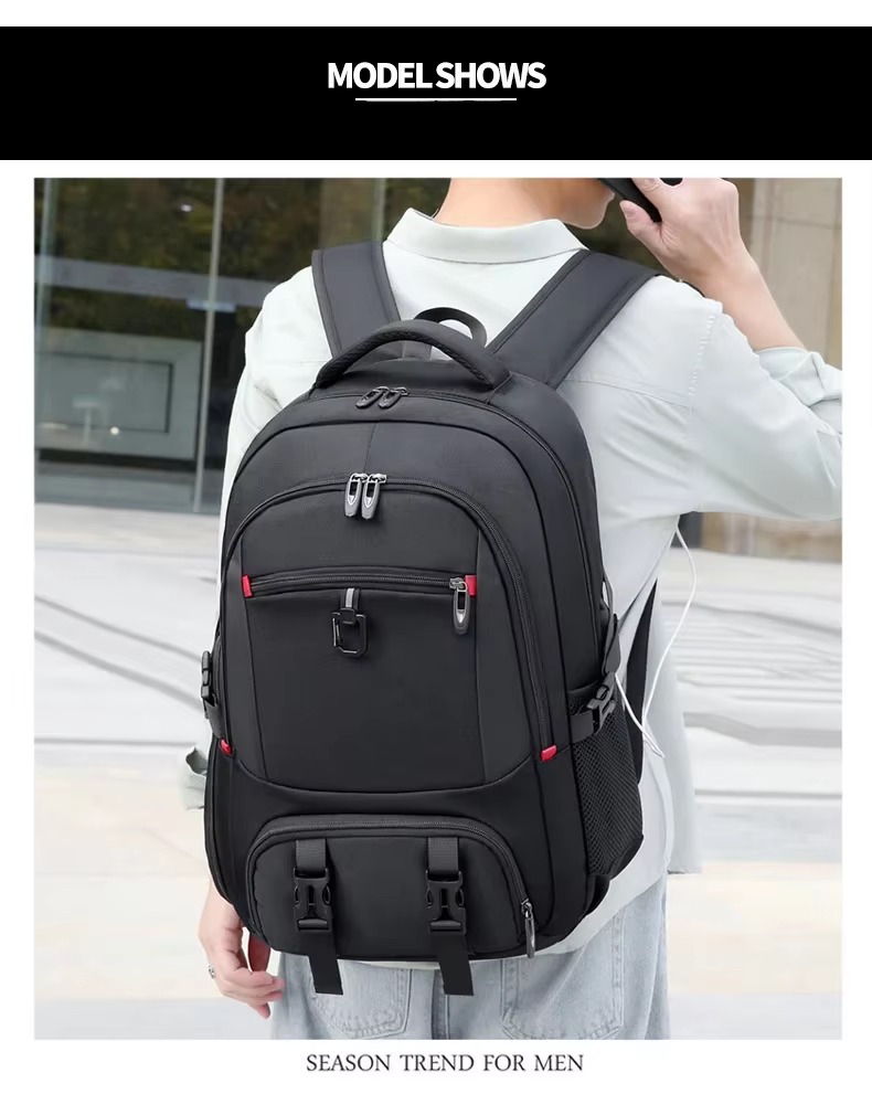 man wearing black backpack