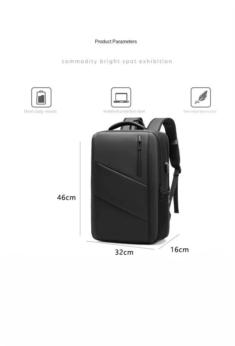 Anti-Theft Water-Resistant USB Modern Business Oxford Laptop Backpack product detail