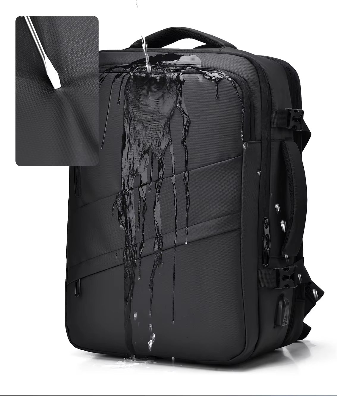 Expandable USB Business Travel Nylon Laptop Backpack product detail
