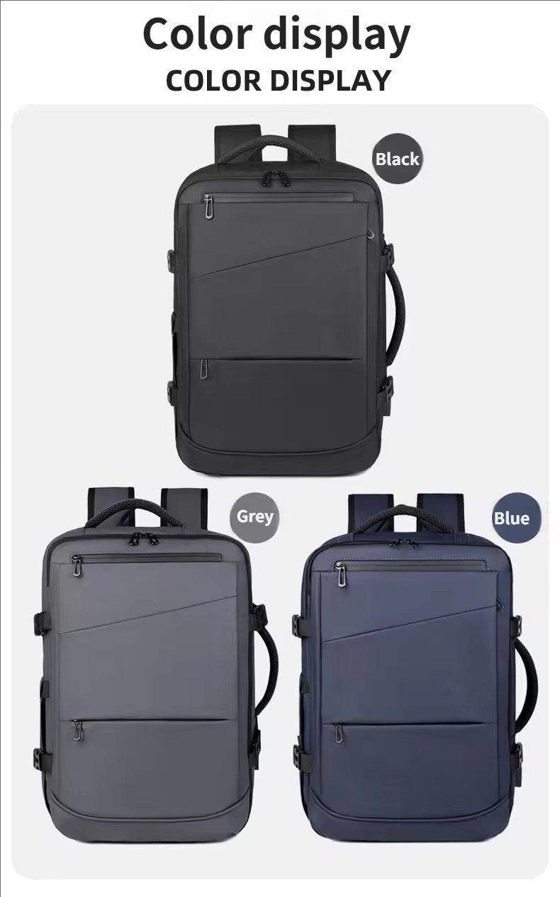 Water-Resistant Large Capacity Expandable Business Travel PU Leather Laptop Backpack product detail