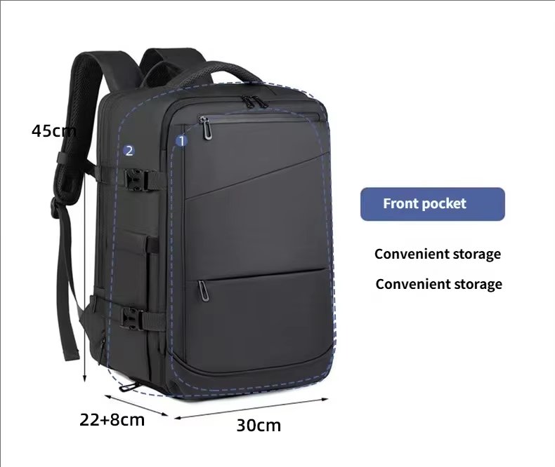Water-Resistant Large Capacity Expandable Business Travel PU Leather Laptop Backpack product detail
