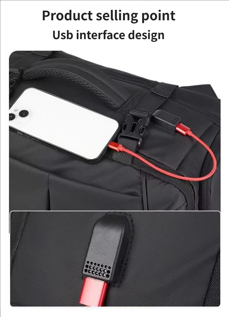 Water-Resistant Large Capacity Expandable Business Travel PU Leather Laptop Backpack product detail