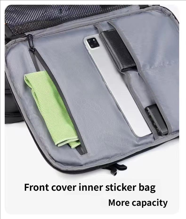 Water-Resistant Large Capacity Expandable Business Travel PU Leather Laptop Backpack product detail