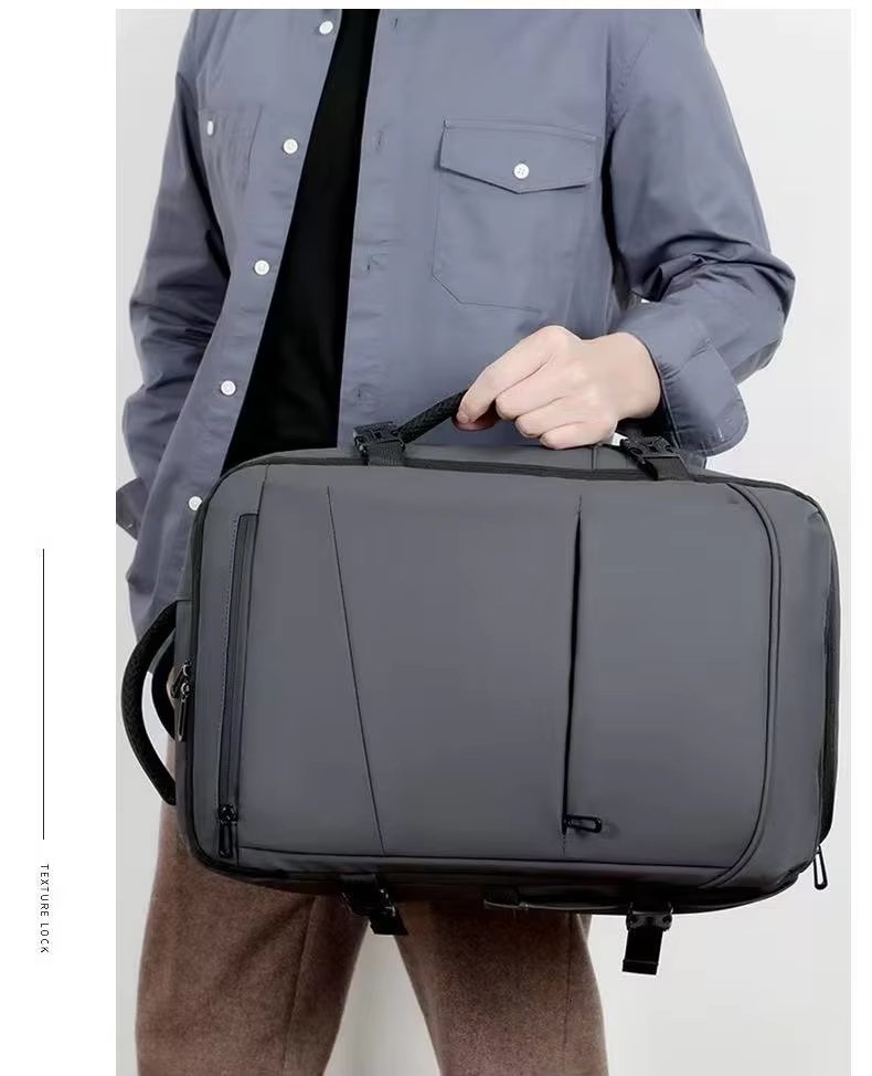 Water-Resistant Large Capacity Expandable Business Travel PU Leather Laptop Backpack product detail