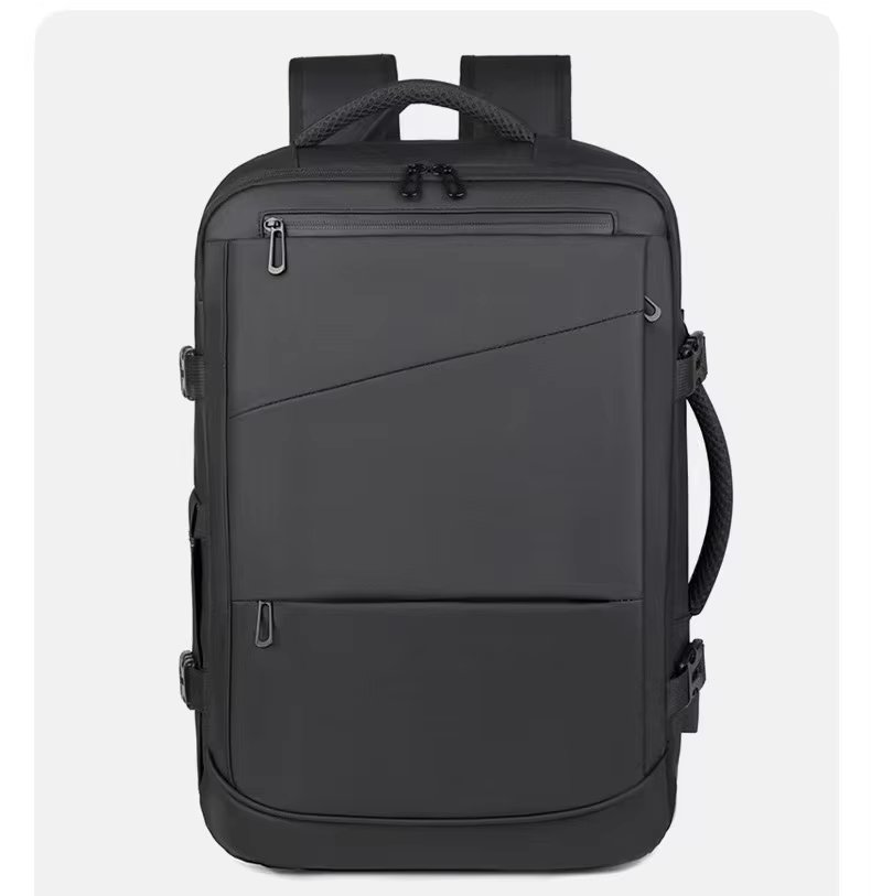 Water-Resistant Large Capacity Expandable Business Travel PU Leather Laptop Backpack product detail