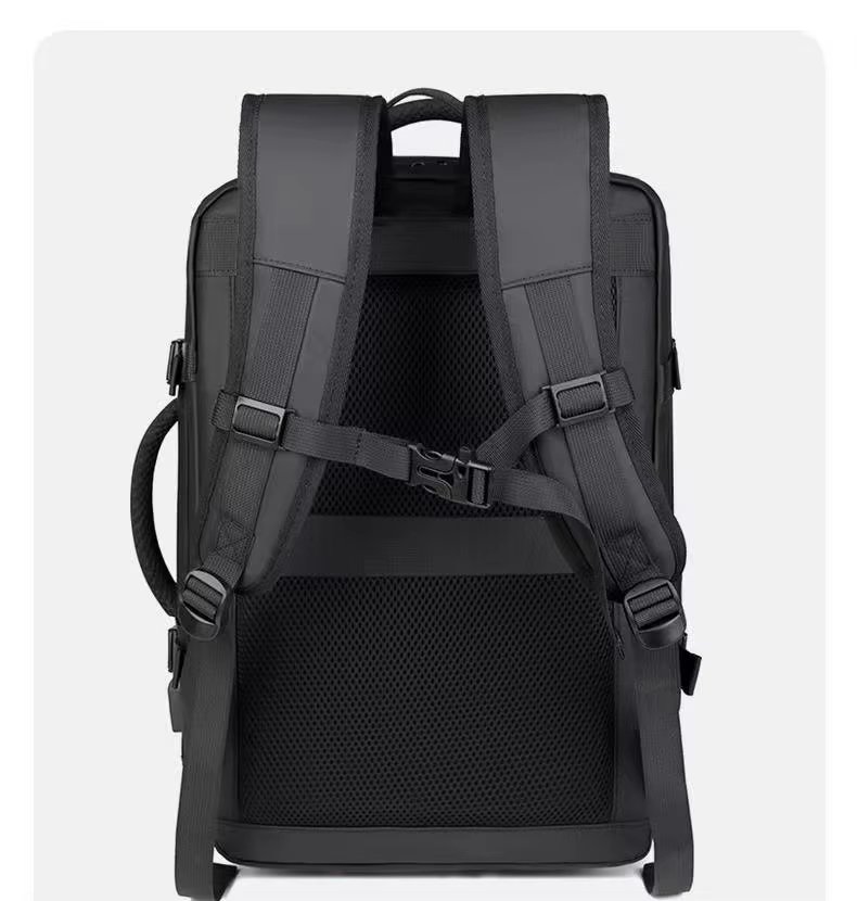 Water-Resistant Large Capacity Expandable Business Travel PU Leather Laptop Backpack product detail