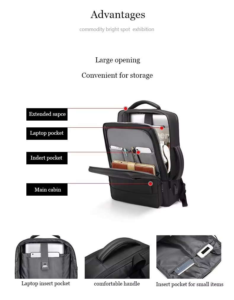 Water-Resistant USB Outdoor Business Travel Oxford Laptop Backpack product detail