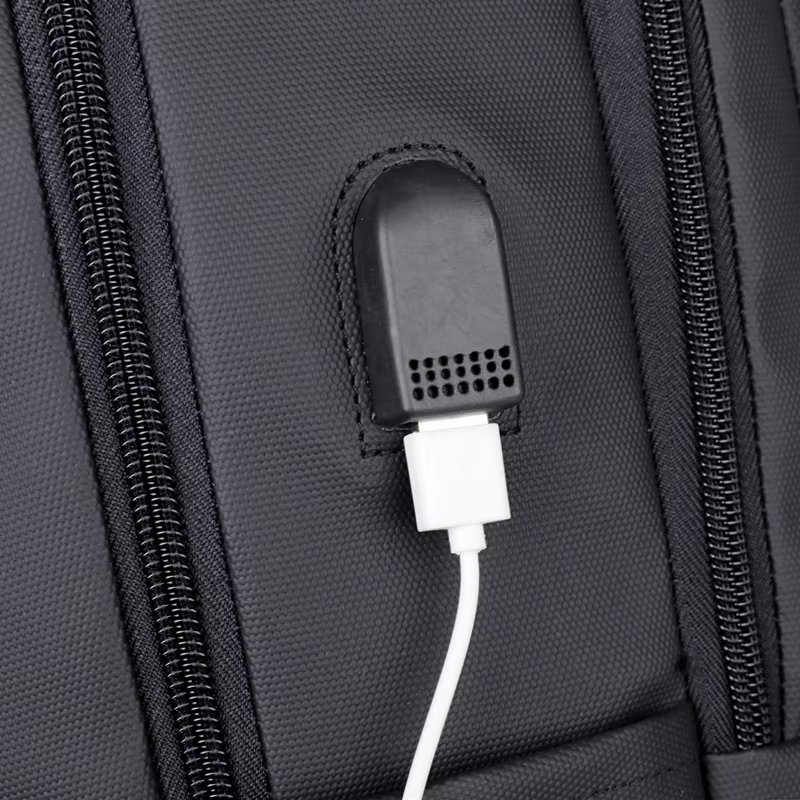 Water-Resistant Large Capacity USB Modern Business PU Leather Laptop Backpack product detail