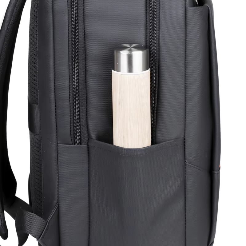Water-Resistant Large Capacity USB Modern Business PU Leather Laptop Backpack product detail