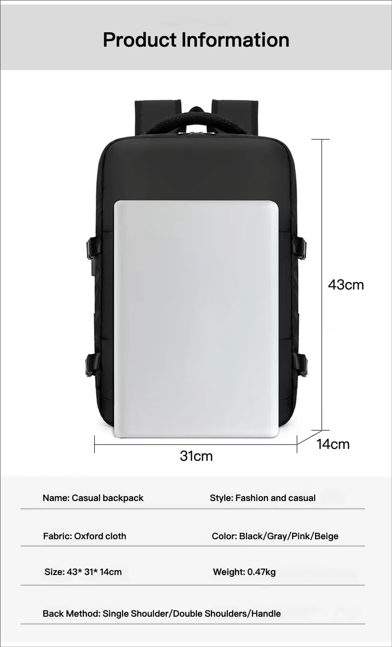 Anti-Theft Water-Resistant Large Capacity USB Business Oxford Laptop Backpack product detail