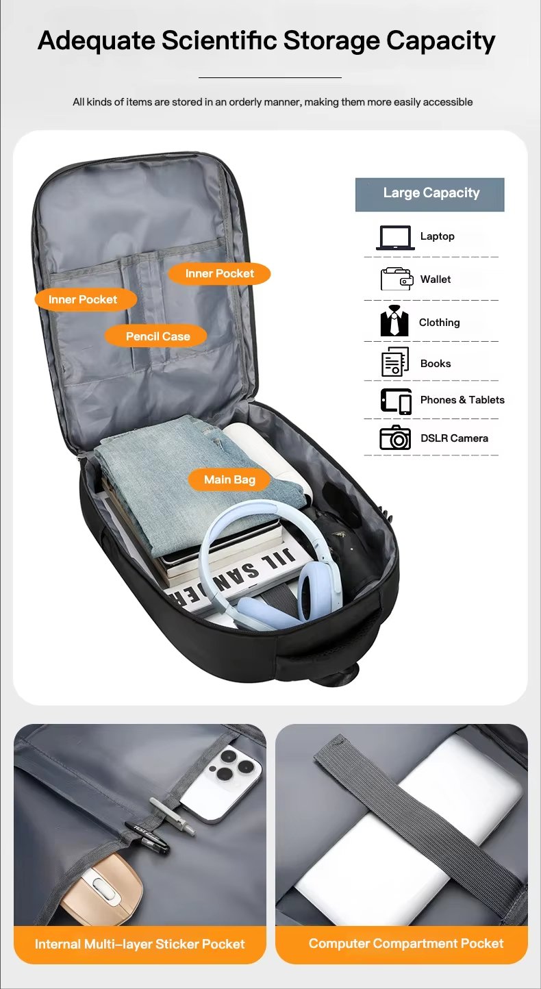 Anti-Theft Water-Resistant Large Capacity USB Business Oxford Laptop Backpack product detail