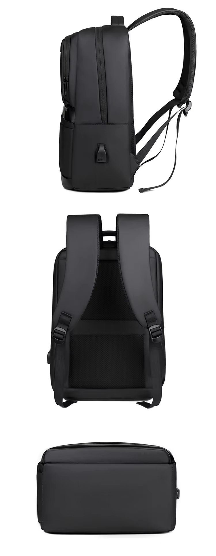 Water-Resistant USB Modern Business Casual PU Leather Laptop Backpack product detail