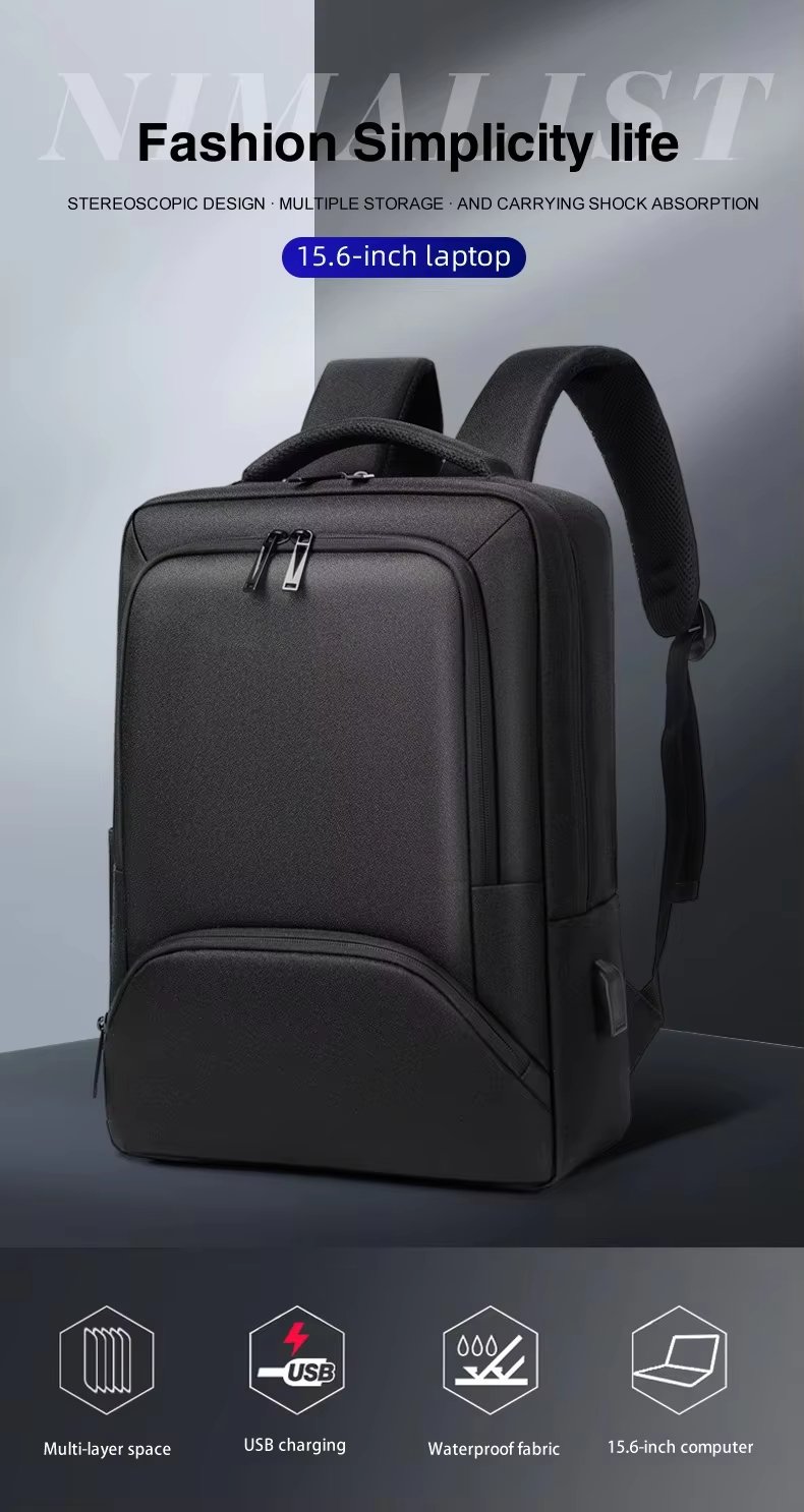 Water-Resistant Large Capacity USB Business School Oxford Laptop Backpack product detail