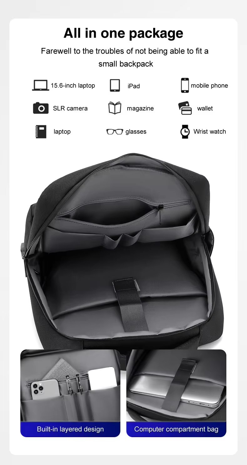 Water-Resistant Large Capacity USB Business School Oxford Laptop Backpack product detail