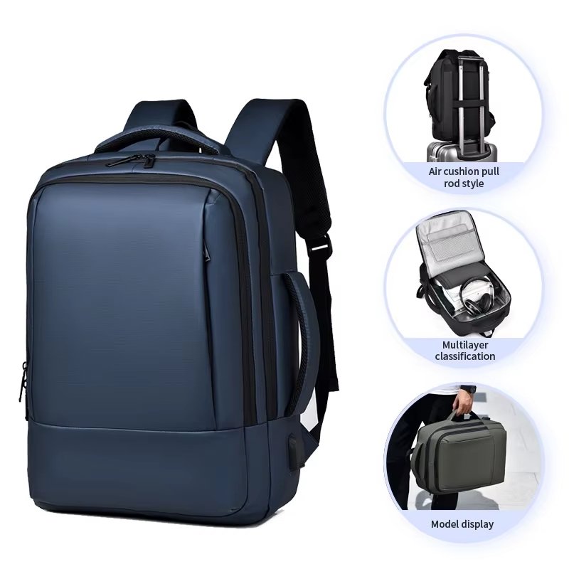 Water-Resistant Large Capacity Expandable Modern Business PU Leather Laptop Backpack product detail