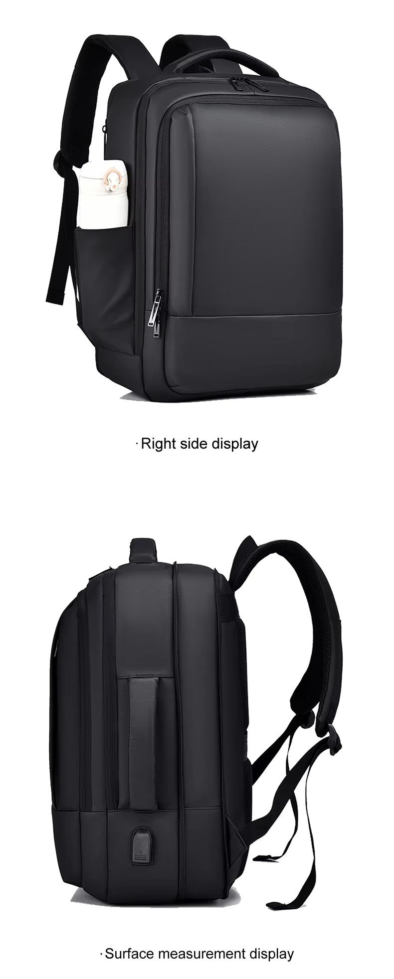 Water-Resistant Large Capacity Expandable Modern Business PU Leather Laptop Backpack product detail