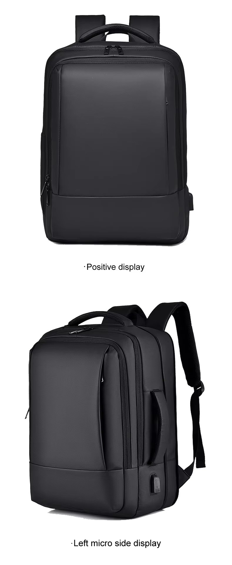 Water-Resistant Large Capacity Expandable Modern Business PU Leather Laptop Backpack product detail