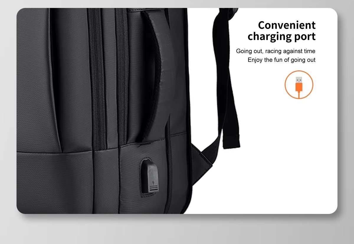 Water-Resistant Large Capacity Expandable Modern Business PU Leather Laptop Backpack product detail