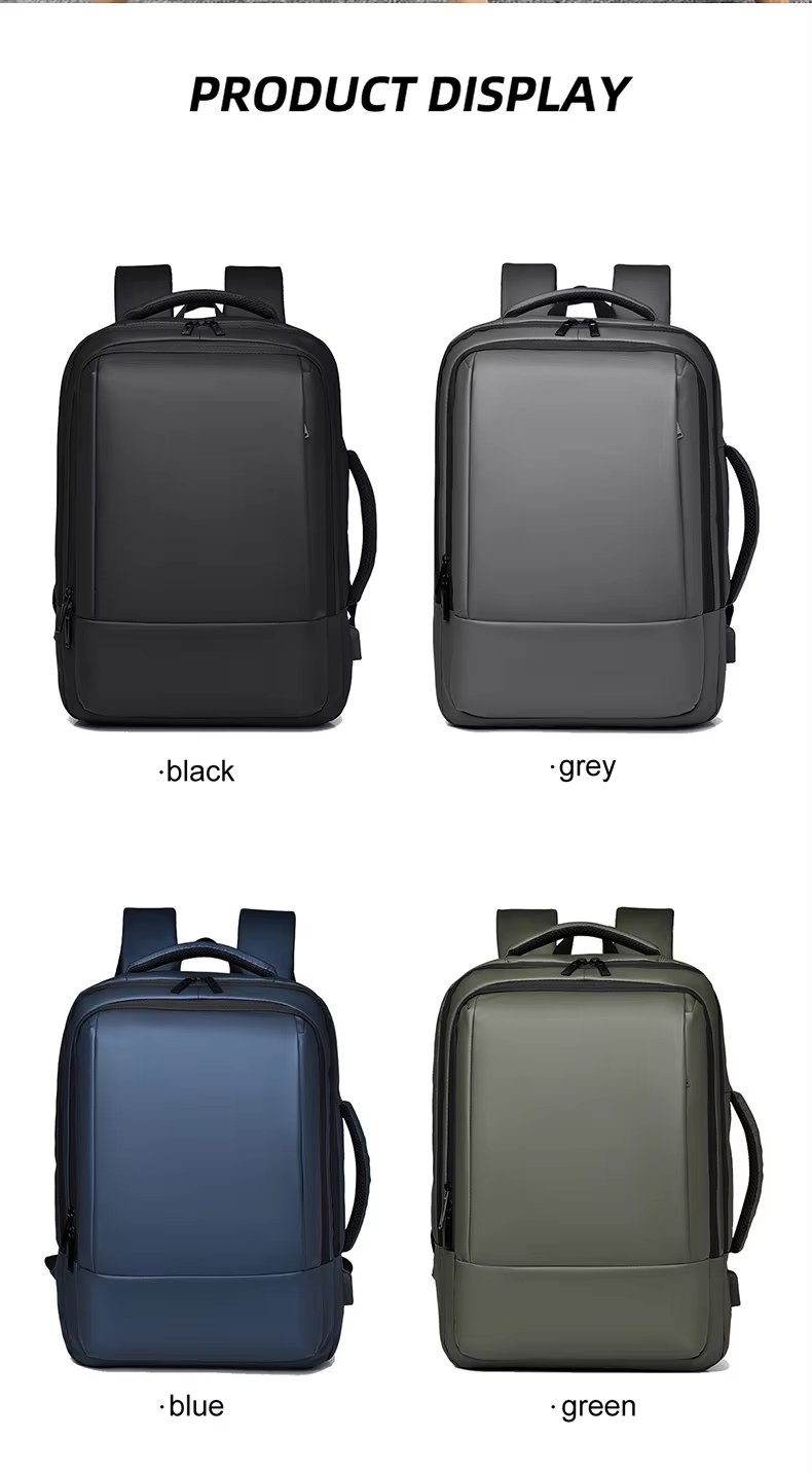 Water-Resistant Large Capacity Expandable Modern Business PU Leather Laptop Backpack product detail