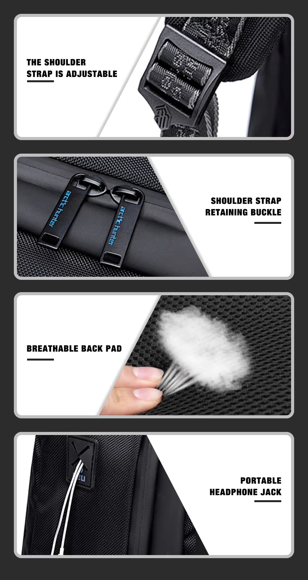 Anti-Theft Water-Resistant USB Travel Casual Oxford Laptop Backpack product detail