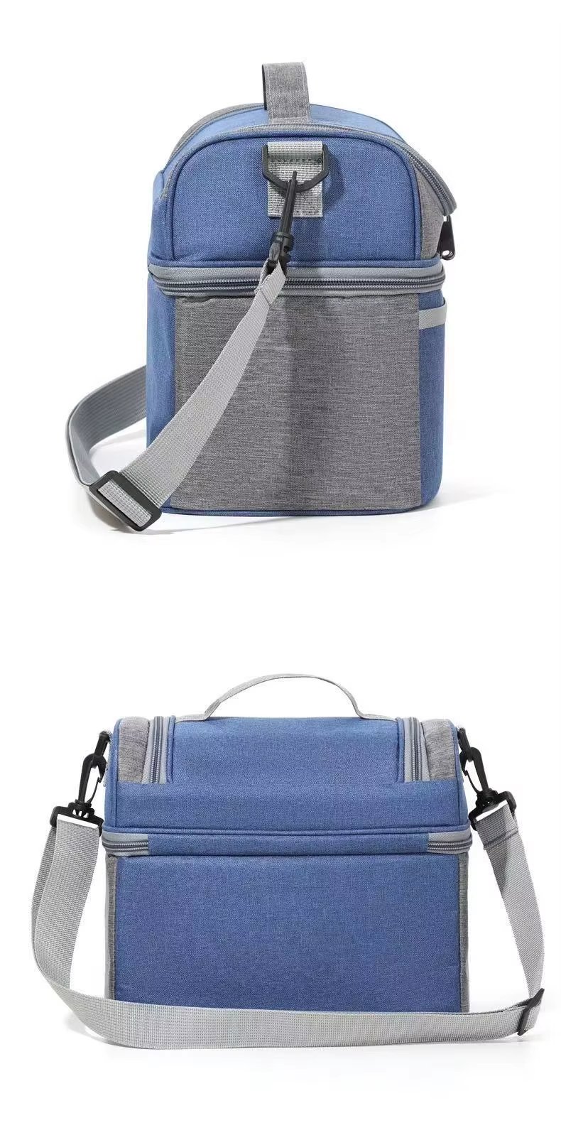 Double Layer Thermal Lunch Bag with Plastic Zipper Handle Waterproof Insulated Picnic Storage Cooler Bag - product detail