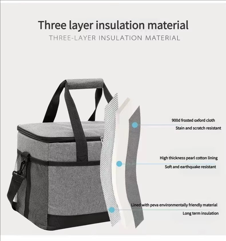 Adjustable Strap Crossbody Thermal Cooler Bag Portable Waterproof Double Layer Aluminum Foil Thickened Picnic Lunch - product detail