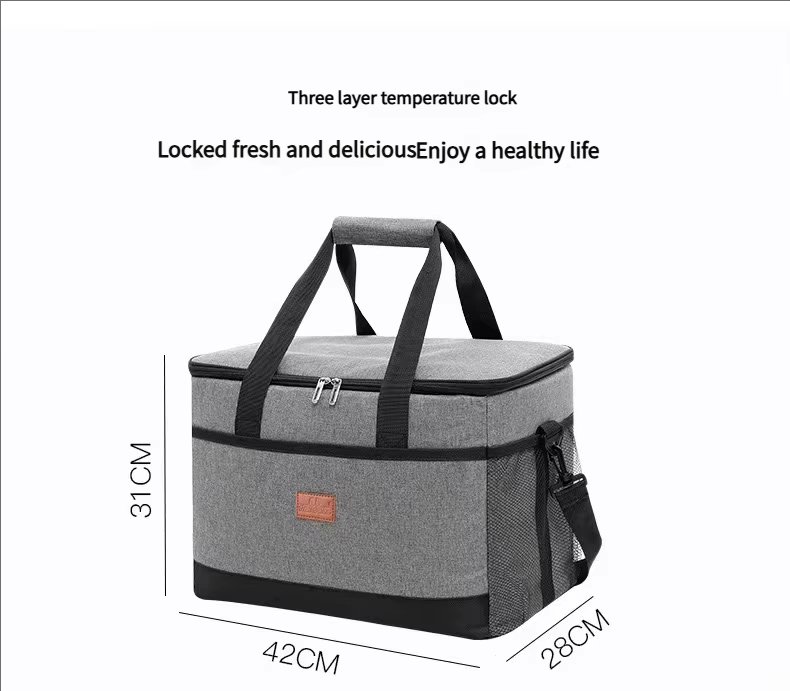 Adjustable Strap Crossbody Thermal Cooler Bag Portable Waterproof Double Layer Aluminum Foil Thickened Picnic Lunch - product detail