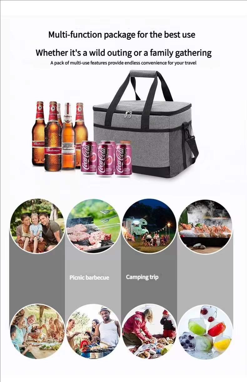 Adjustable Strap Crossbody Thermal Cooler Bag Portable Waterproof Double Layer Aluminum Foil Thickened Picnic Lunch - product detail