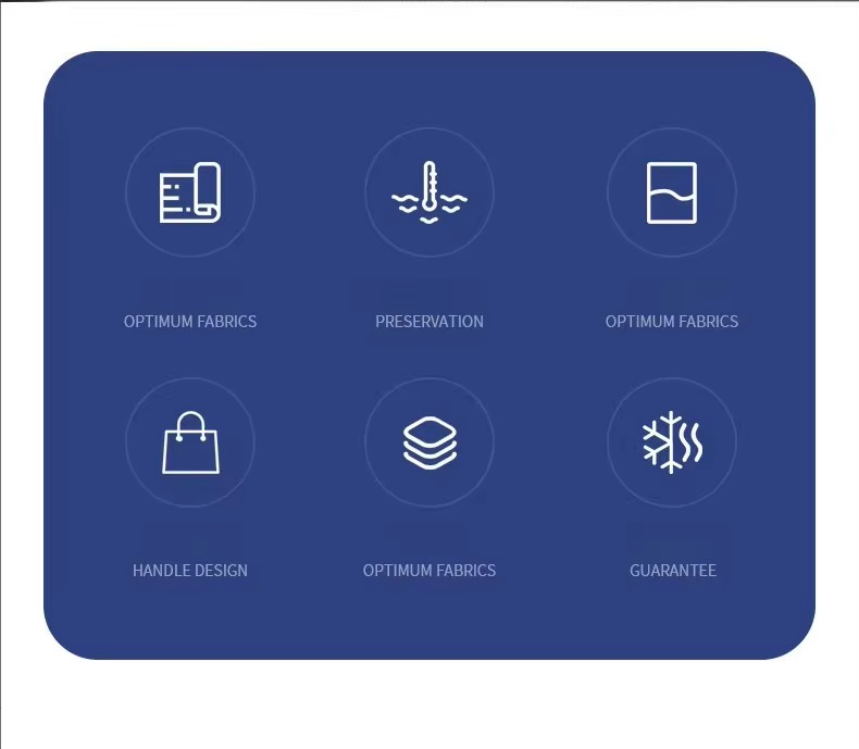 six-icon overview of fabric and insulation features