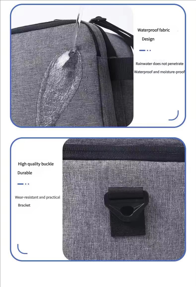 waterproof fabric water-bead test and durable strap buckle close-up