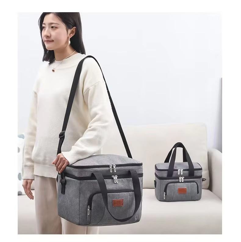 woman carrying cooler bag over the shoulder using adjustable strap