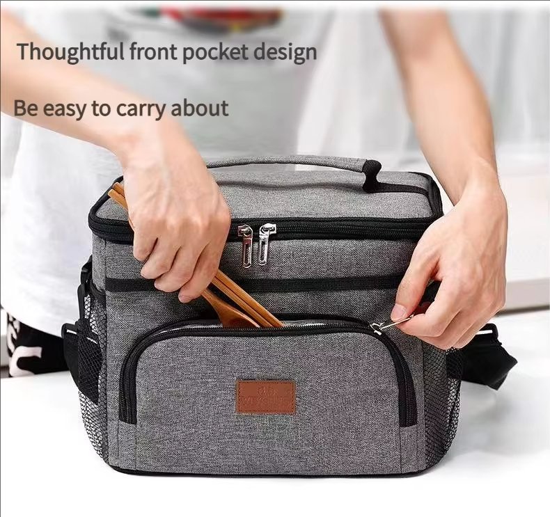 Custom Expandable Food Insulated Lunch Bag Double Deck Leakproof Portable Container Cooler Box Tote for Work Office - product detail