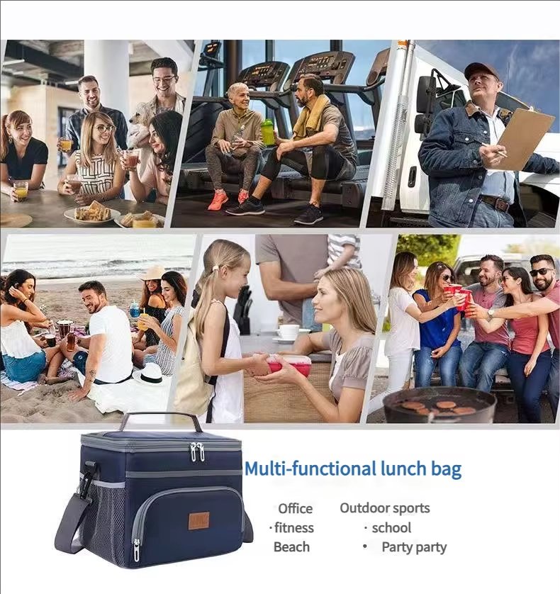 Custom Expandable Food Insulated Lunch Bag Double Deck Leakproof Portable Container Cooler Box Tote for Work Office - product detail