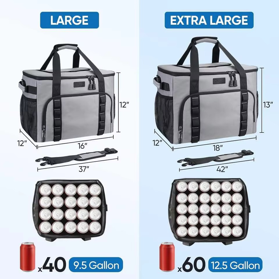 large and extra large cooler sizes holding 40 and 60 cans