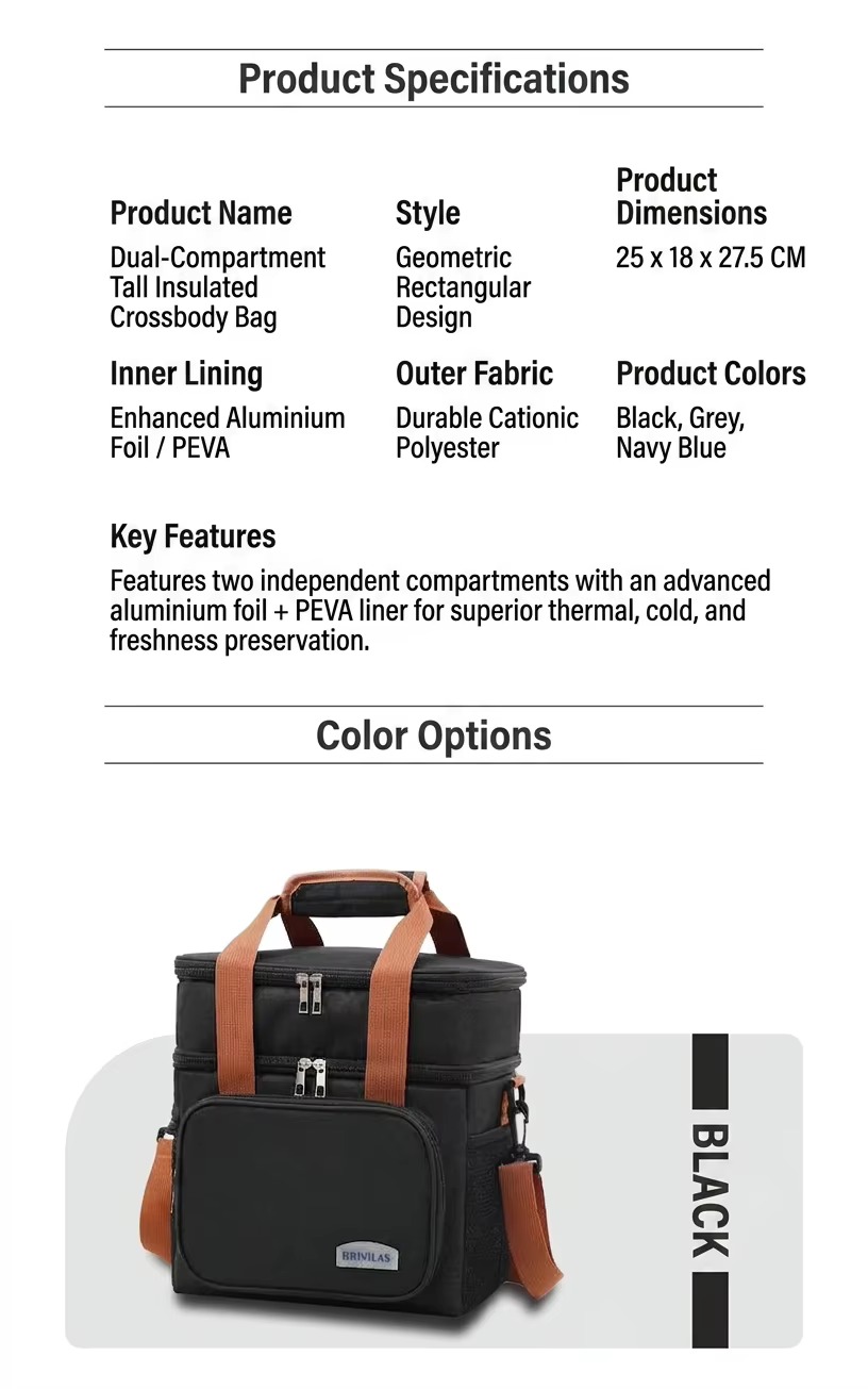product specification table listing name style dimensions and colors, black color option shown