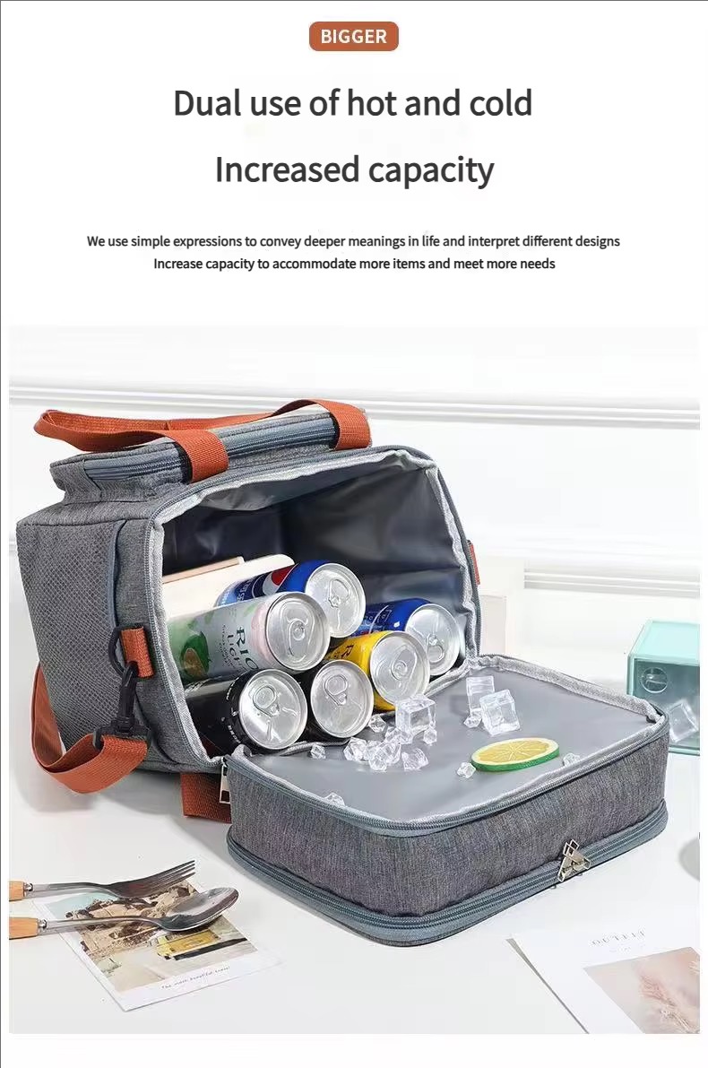 bottom compartment filled with canned drinks and ice cubes