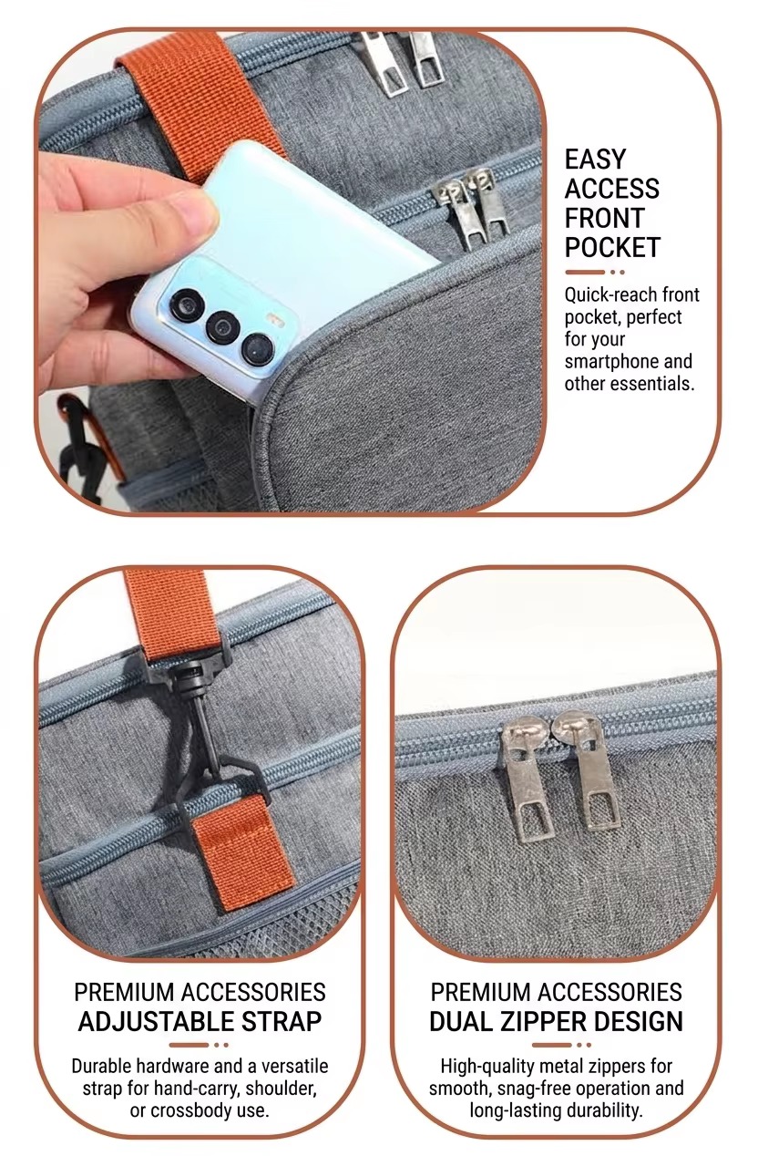 side mesh pocket holding a canned drink