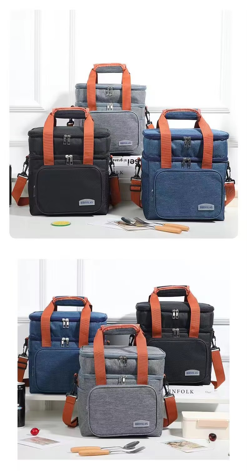 black gray and navy blue bags shown side by side in two groupings