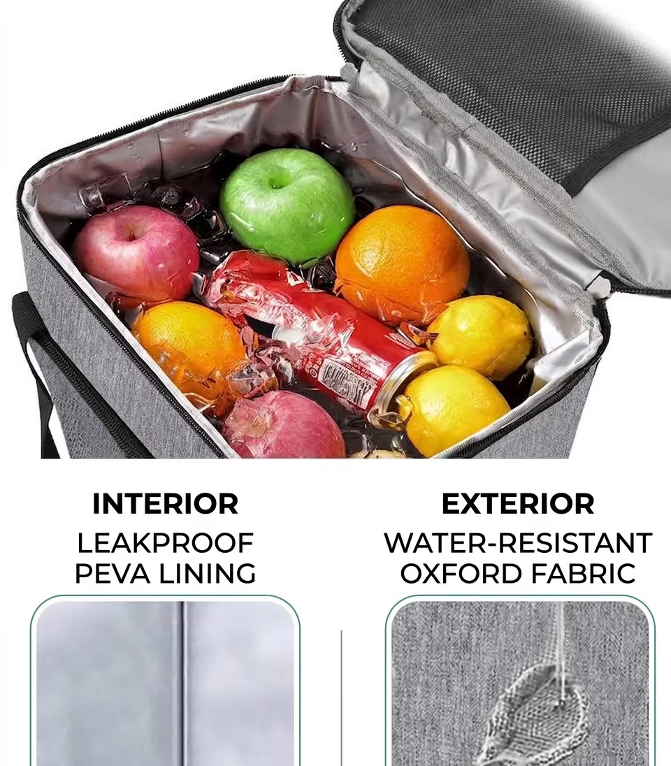 leakproof PEVA interior and water-resistant Oxford exterior
