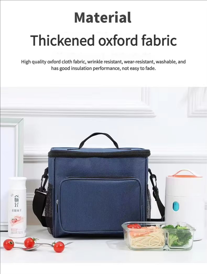 Oxford Waterproof Reusable Large Double Compartment Lunch Bag Wide-Open Cooler Tote for Working Picnic Hiking - product detail