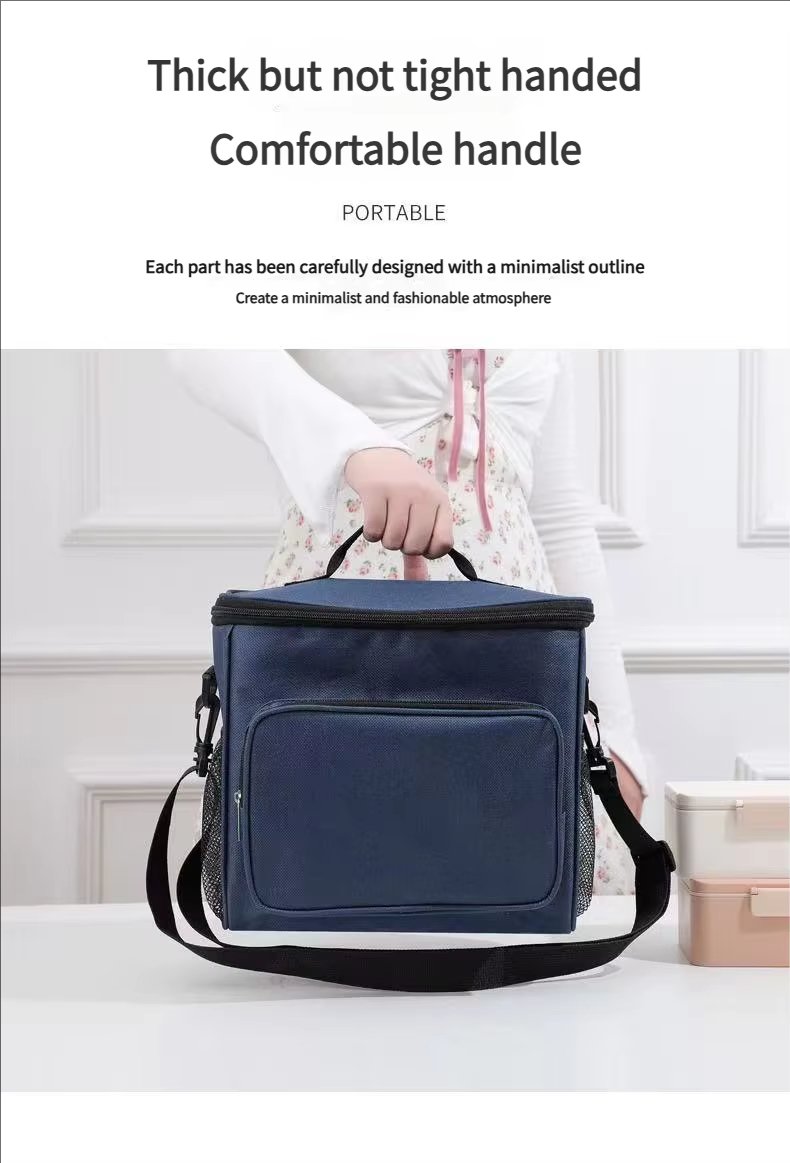 Oxford Waterproof Reusable Large Double Compartment Lunch Bag Wide-Open Cooler Tote for Working Picnic Hiking - product detail