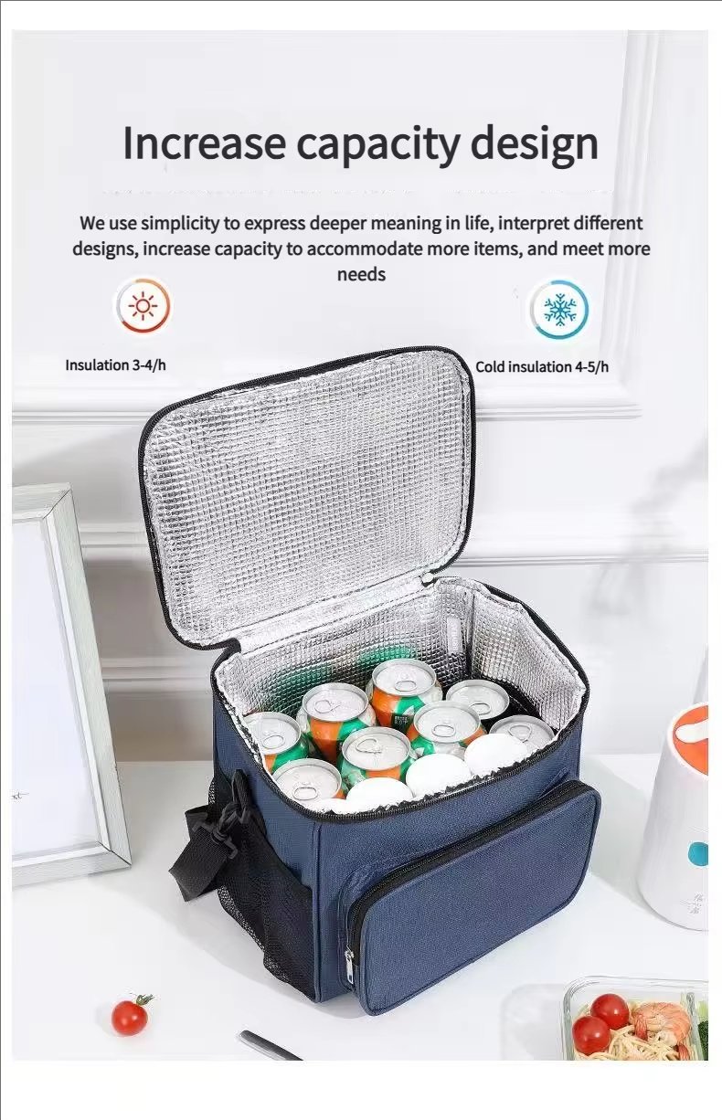 Oxford Waterproof Reusable Large Double Compartment Lunch Bag Wide-Open Cooler Tote for Working Picnic Hiking - product detail