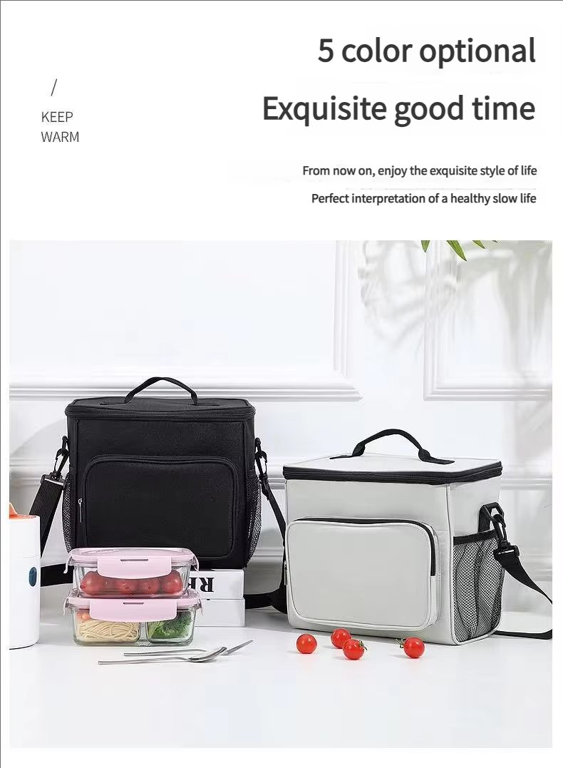 Oxford Waterproof Reusable Large Double Compartment Lunch Bag Wide-Open Cooler Tote for Working Picnic Hiking - product detail